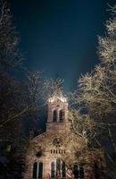 Temple neuf, chiesa protestante a strasburgo di notte foto