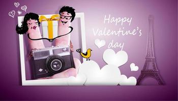 felice coppia di dita innamorate che celebra il giorno di San Valentino. illustrazione 3d. foto