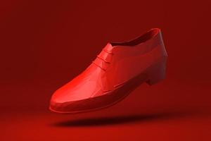 scarpa rossa fluttuante su sfondo rosso. idea di concetto minimale creativa. stile origami. rendering 3d. foto