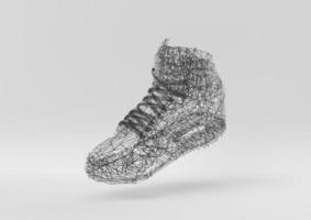 scarpa poligonale rete geometrica astratta su sfondo bianco. idea di concetto minimale creativa. rendering 3d. foto