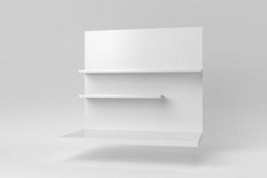 mensola a muro su sfondo bianco. modello di progettazione, mock up. rendering 3d. foto