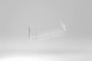 cestino di metallo per documenti su sfondo bianco. concetto minimo. monocromo. rendering 3d. foto