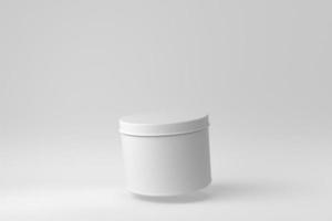 scatola rotonda su sfondo bianco. modello di progettazione, mock up. rendering 3d. foto