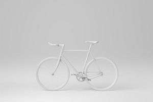bici isolata su sfondo bianco. concetto minimo. monocromo. rendering 3d. foto
