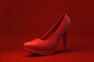 scarpa rossa su sfondo rosso. idea di concetto minimale creativa. rendering 3d. foto