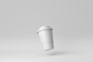 tazza di caffè in plastica su sfondo bianco. modello di progettazione, mock up. rendering 3d. foto