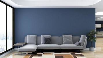 Illustrazione di rendering 3d di un'accogliente sala relax con un moderno concetto minimalista foto