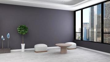 Illustrazione di rendering 3d di un'accogliente sala relax con un moderno concetto minimalista foto
