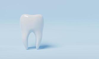 dente su sfondo blu con spazio per la copia. concetto di assistenza sanitaria e dentale. rendering di illustrazioni 3d foto