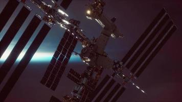 stazione spaziale internazionale sull'orbita del pianeta terra elementi forniti dalla nasa foto