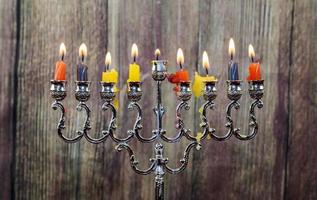 hanukkah con menorah tradizionale foto