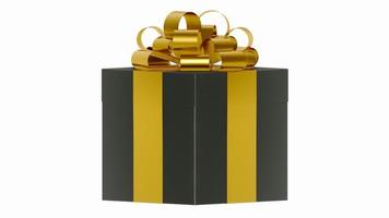 confezione regalo per feste di natale e compleanno con nastro verde metallizzato nell'immagine 3d foto