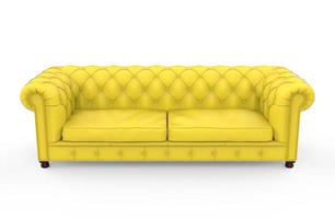 divano chesterfield giallo isolato lusso illustrazione 3d foto