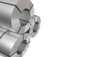 illustrazione 3d di cilindri in alluminio in acciaio industriale foto