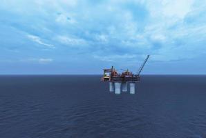 piattaforma petrolifera e del gas nell'illustrazione 3d dell'energia del mare dell'oceano foto