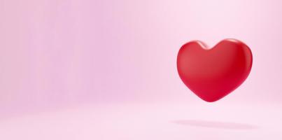 3d cuore rosso su sfondo rosa. icona del cuore, come e amore 3d rendering illustrazione foto