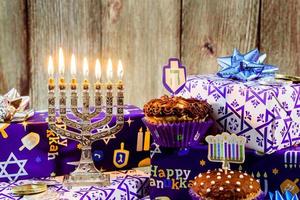 festa ebraica hanukkah celebrazione tallit vintage menorah foto