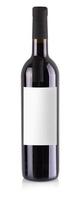 la bottiglia di vino rosso con etichetta isolata su sfondo bianco foto