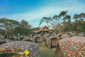 provincia di loei, tailandia dicembre 2021 l'atmosfera intorno alla tenda del parco nazionale di phu ruea. molti viaggiatori sono in campeggio nel parco nazionale di phu ruea. foto