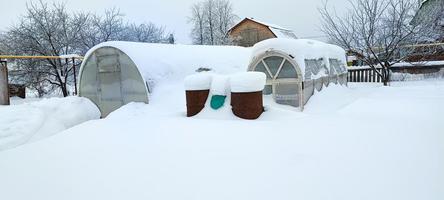 serre in policarbonato affidabili nel loro cottage estivo in inverno foto