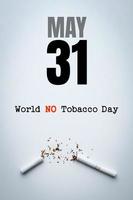 scritte per la giornata mondiale senza tabacco su sfondo bianco. foto