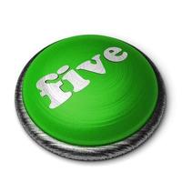 cinque parole sul pulsante verde isolato su bianco foto