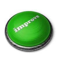 migliorare la parola sul pulsante verde isolato su bianco foto