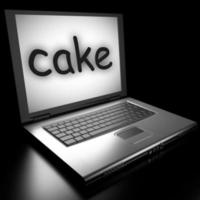 parola di torta sul laptop foto