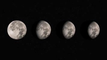 le fasi lunari con le stelle sullo sfondo, gli stadi lunari, lo spazio e l'astrologia foto