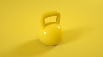 peso della palestra del kettlebell del metallo isolato su fondo giallo. rendering 3D foto