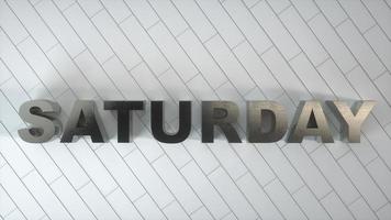 sabato - cartello in metallo realistico su pavimento in legno bianco. illustrazione 3d foto