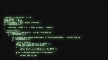 codice di programma sullo schermo di un computer. tecnologia, codifica, programmazione, sviluppo software e concetto di hacking foto