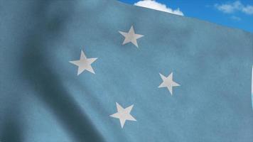 bandiera della micronesia su un pennone che sventola nel vento, sfondo blu del cielo. rendering 3D foto