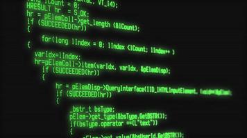primo piano di un codice di programma sullo schermo di un computer. tecnologia, codifica, programmazione, sviluppo software e concetto di hacking. rendering 3D foto