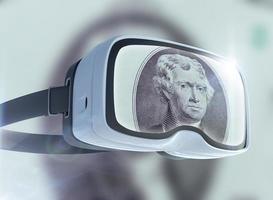 occhiali per realtà virtuale, business, tecnologia, internet e concetto di networking foto