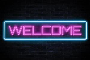 banner al neon di benvenuto. foto