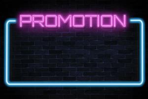 promozione con banner al neon con cornice vuota. foto