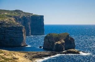 scogliere di funghi e gebla vicino alla finestra azzurra, isola di gozo, malta foto