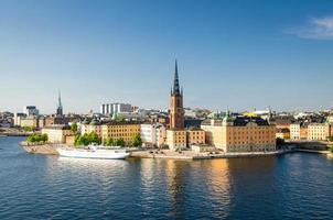 vista panoramica aerea dall'alto del distretto di riddarholmen, stoccolma, svezia foto