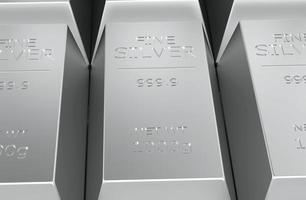 stock di lingotti d'argento in sfondo argentato illustrazione di rendering 3d foto