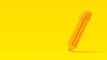matita su sfondo giallo. concetto di idea minima, rendering 3d. foto