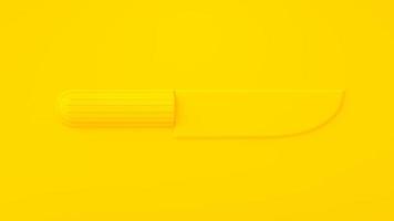 coltello giallo su sfondo giallo. concetto di idea minima, rendering 3d. foto