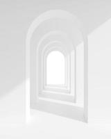 spazio del corridoio dell'arco dell'architettura bianca. corridoio astratto della curva dell'arco con ombra morbida. foto