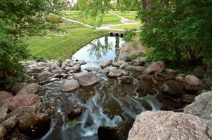 cascata nel parco a mezzaluna nella mascella dell'alce saskatchewan foto