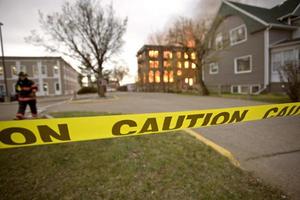 incendio nella costruzione del Saskatchewan foto