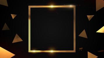 glitter in metallo dorato e cornice quadrata lucida su sfondo nero foto
