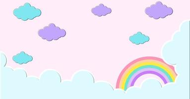 astratto kawaii cool colorato nuvola cielo arcobaleno sullo sfondo. grafica comica pastello sfumata morbida. concetto per bambini e asili nido o presentazione