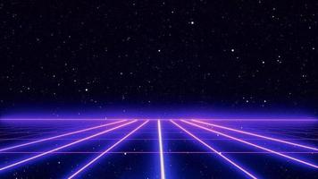 sfondo fantascientifico in stile retrò anni '80 futuristico con paesaggio a griglia laser. stile di superficie cibernetica digitale degli anni '80. foto