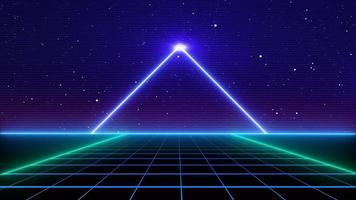 sfondo fantascientifico in stile retrò anni '80 futuristico con paesaggio a griglia laser. stile di superficie cibernetica digitale degli anni '80. foto