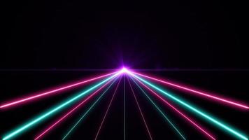 stile cyberpunk retrò anni '80. chiarore luminoso della lente del partito della luce di colore al neon astratto su sfondo nero. laser show design colorato per banner pubblicitari tecnologie foto